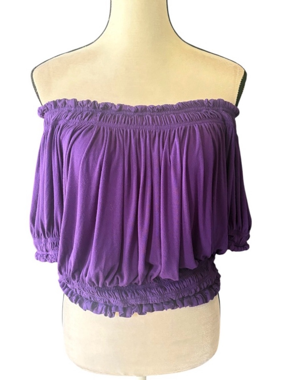 Free People Purple Off-Shoulder Crop Top (Size S)